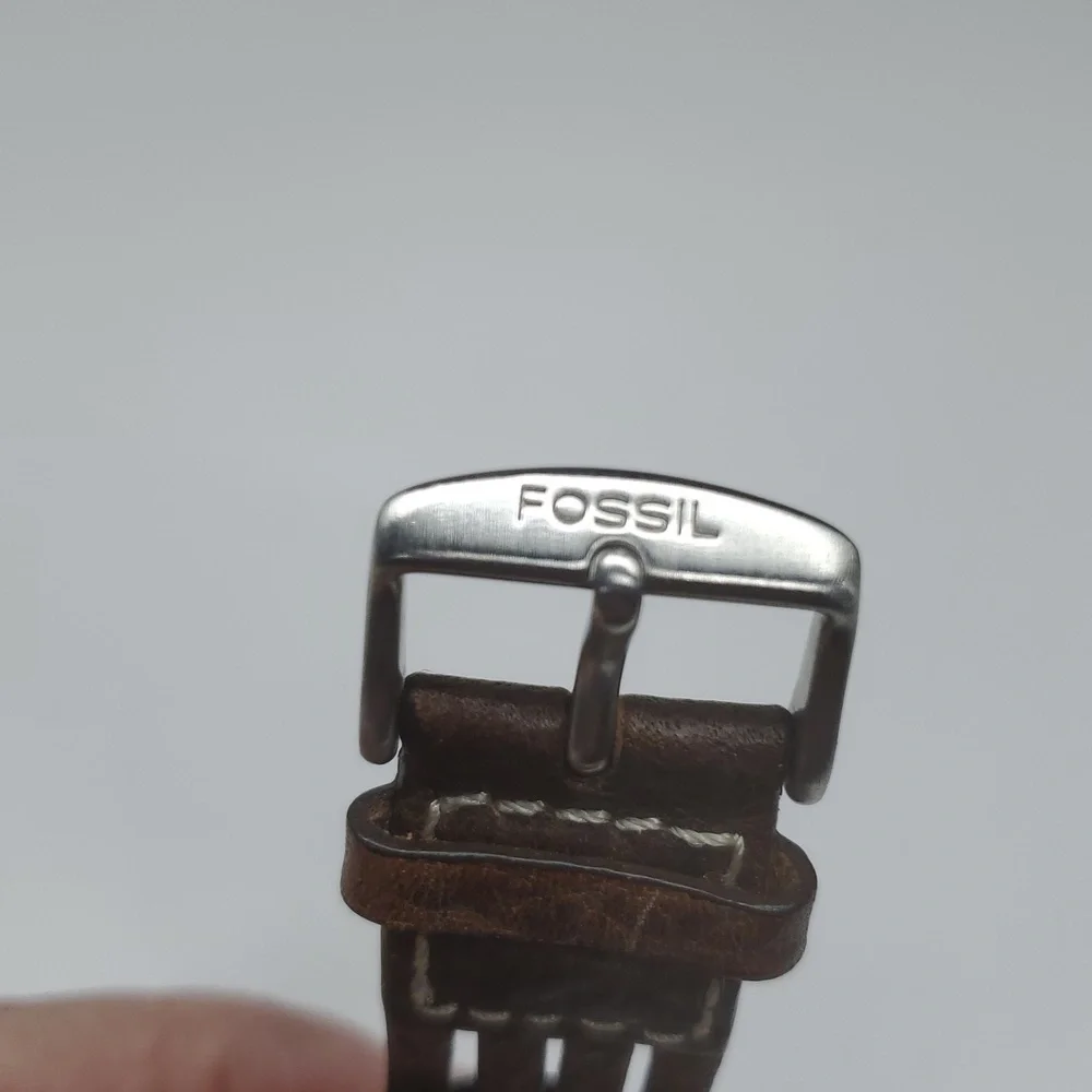 Fossil Watch JR8843 Pink Face Brown Woven Leather Band NWOT